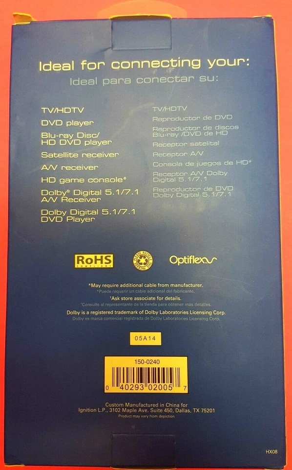  Cable de audio óptico Auvio de 12 pies - Nuevo en caja - 2 juegos Foto 3 de 4