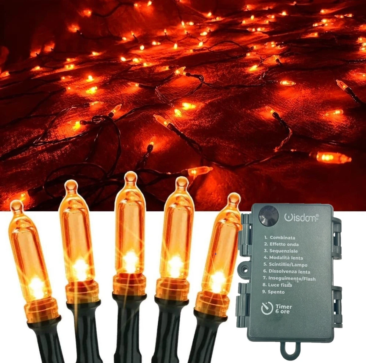 Catena Luminosa Esterno 20M 200 LED - 8 Modalità, Timer, Impermeabile, Per Albero Di Natale E Giardino