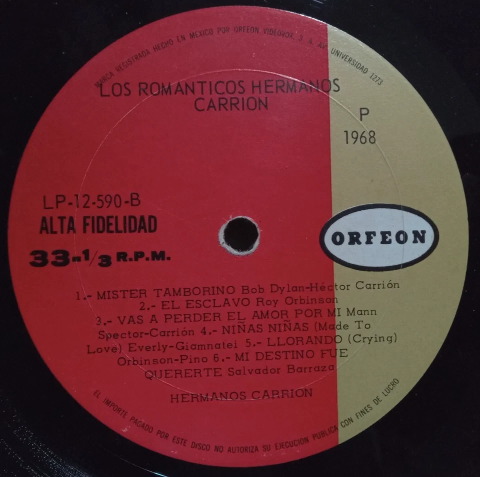 MEXICAN FOLK ROCK LP 1968 BOB DYLAN, ROY ORBISON EVERLY BROS COVERS HEAR! - Image 3 of 4