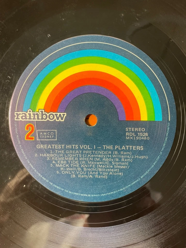 The Platters Greatest Hits Vol 1 Australia press LP Rainbow Records 1979 VG - Image 4 of 4