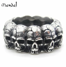 MENDEL Mens Stainless Steel Gothic Skull Engagement Wedding Band Ring Size 7-15