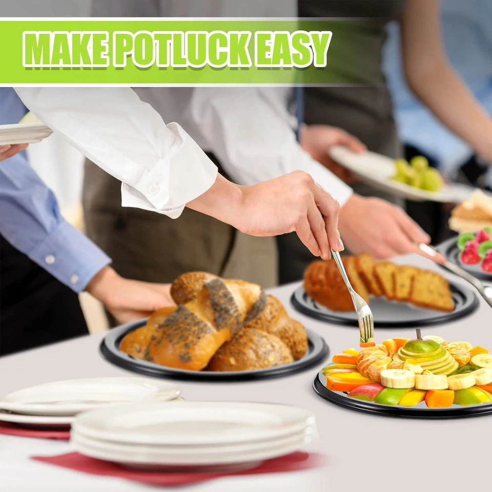 Tessco 24 Pcs 12 Inch Catering Trays with Clear Lids and 48 Pcs Deli Wax Pape... - Image 4 of 4