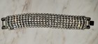 Gorgeous Vintage Fancy Elegant Wide Thick 7 Row Rhinestone Bangle 7" Bracelet  — photo 1