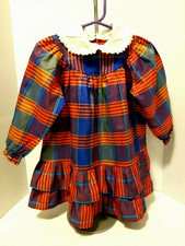 Vintage Baby Toddler Dress Plaid Removable Collar 2T  See Measurements