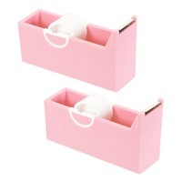 2Er Pack Klebebandhalter FüR Schreibtisch, Desktop Bandhalter Mit Cutter, Pink