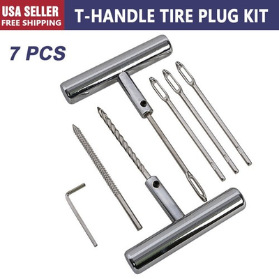 #ad 7PC Tire Repair Kit with Plug Flat Tire Puncture Repair Tire Plug Kit Heavy Duty $13.49
