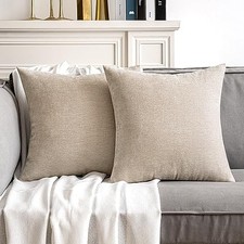 Pack of 2 Decorative Pillow Covers 18x18 Inch Soft 18" x 18" Pack of 2 Beige