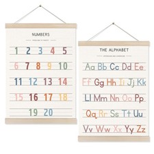 Numbers and Alphabet Wall Art Poster Hanger Frame 12x16 Inch Set of 2, Educat...