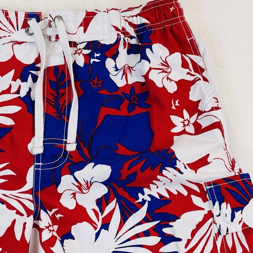 Roundtree & Yorke Hawaiian Swim Trunks Mens Small Blue White Red Floral Beach - Picture 3 of 16