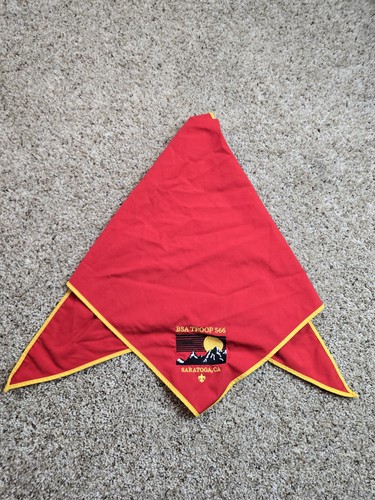 Boy Scouts Of America Neckerchief Scarf Boys One Size Red BSA Troop 566 Saratoga