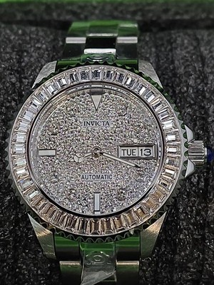 Invicta Grand Diver Automatic Women's 49621 Silver Tone Pave Crystal Impact Case