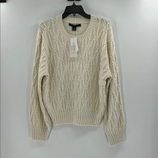 French Connection Women's Cable Knit Heavyweight Sweater - Cream - 10 - NWT