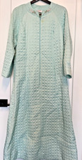 Vintage Barbizon Full Length Housecoat Nightgown Size Medium Blue Embroidered