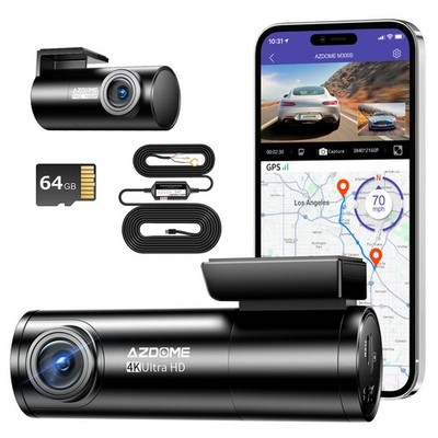 AZDOME 4K+1080P Dual Dashcam 5GWiFi GPS WDR G-Sensor Parkmodus 64GB Hardwire Kit