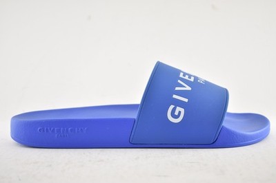 Givenchy Paris Blue White Logo Rubber Pool Slide Sandal Flip Flop 