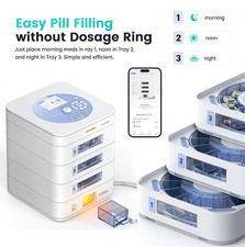 Automatic Pill Dispenser Smart Pill box Safety Lock App Control 42-Day 3-Tray