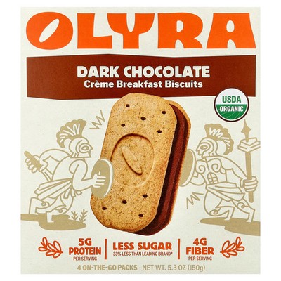 Creme Breakfast Biscuits, Dark Chocolate, 4 On-The-Go Packs, 5.3 oz (150 g)