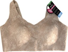 Women's Bali Size L Beige Floral Bra Comfort Resolution Easylite Wireless DF3496