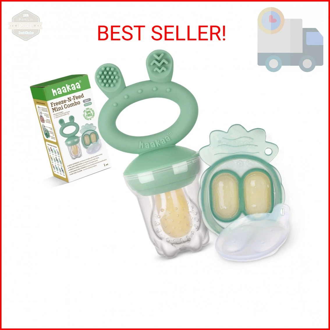 Haakaa Baby Fruit Food Feeder & Mini Freezer Nibble Tray Combo, Breastmilk Popsi
