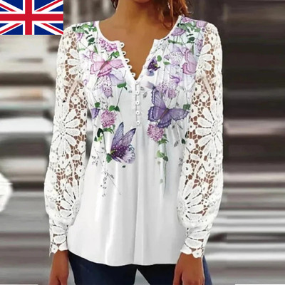 Elegante bedruckte Damenbluse Freizeit Mode Shirt Streetwear Oberteil Langarm