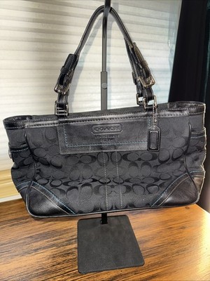 Coach Signature Black Jacquard With Black Leather Trim Model No. G05M-8K49