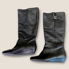 Steven By Steve Madden Womens Black Leather Knee High Riding Boots 8.5M Intyce