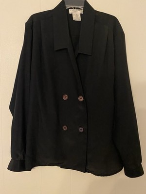 Vintage Christian  Dior Chemises women's Blouse Size 8 Black With 4 Buttons