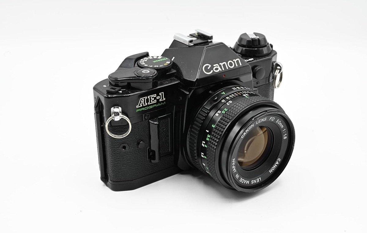 Canon AE-1 Program Black 35mm SLR Film Camera w/ 50mm f/1.8 FD