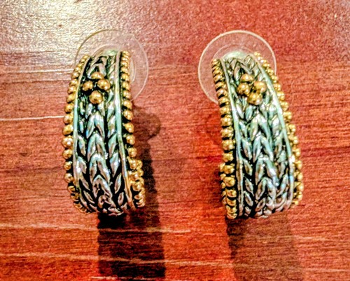 Napier Gold And Silver Huggie Earrings