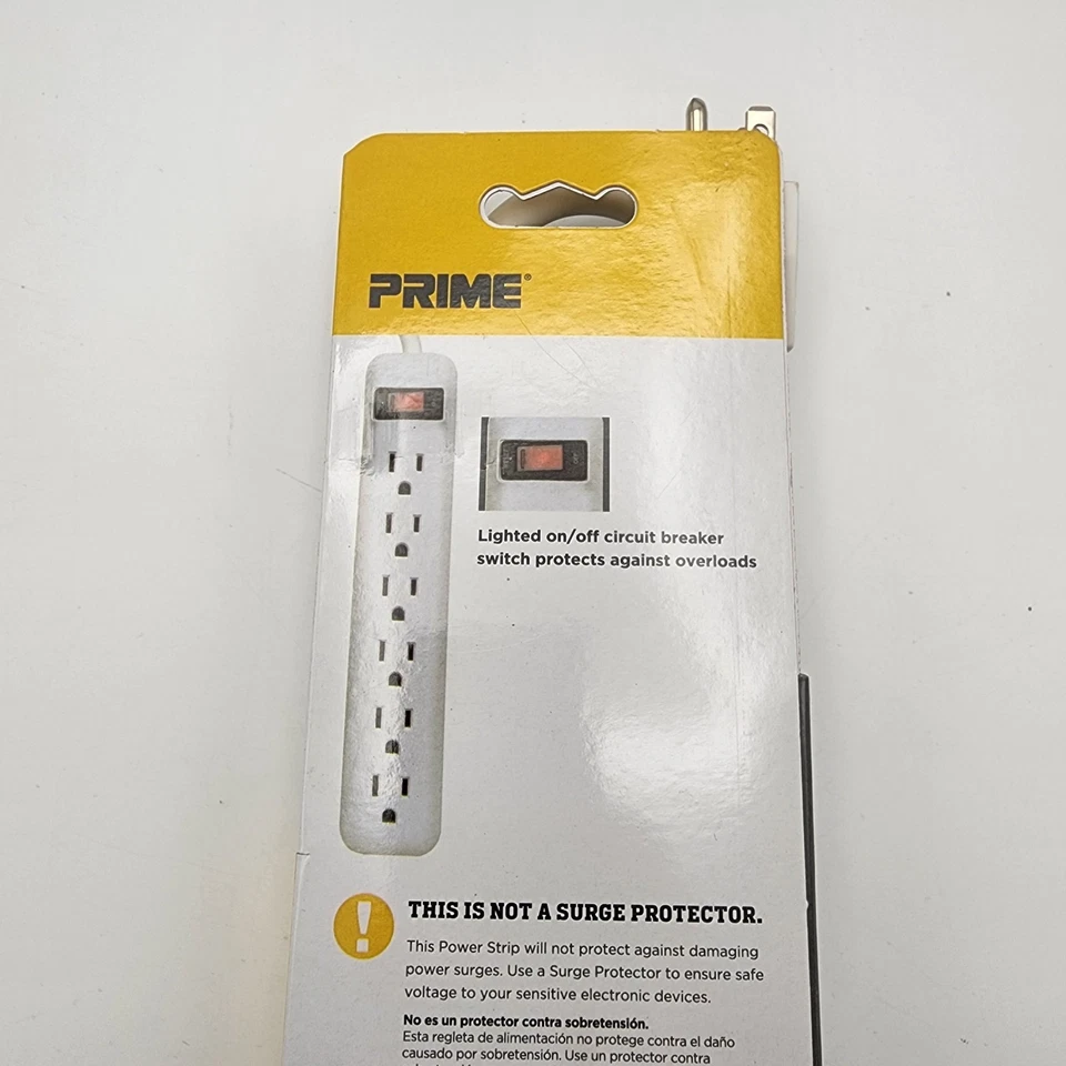 Power Strip 6 Outlets w/ Circuit Breaker Switch 1ft 6in Cord 125v 15amp - Image 4 of 4