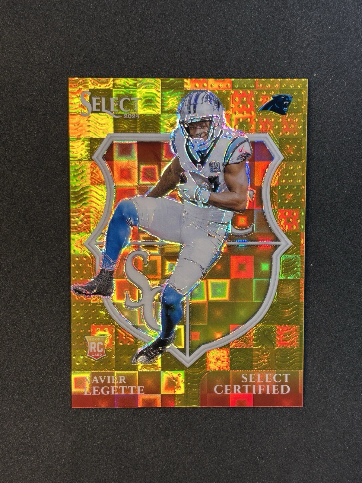 2024 Panini Select Certified Rookies Xavier Legette #14 Gold Prizm /10 Panthers