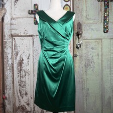 Emerald Green Knee Length Cocktail Dress Tahari Sz 10 