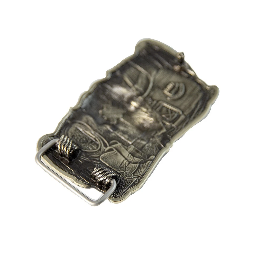 Cowboys Trophy alemán plata hebilla de cinturón, calavera de búfalo, calavera de cuerno largo de Texas Foto 4 de 4