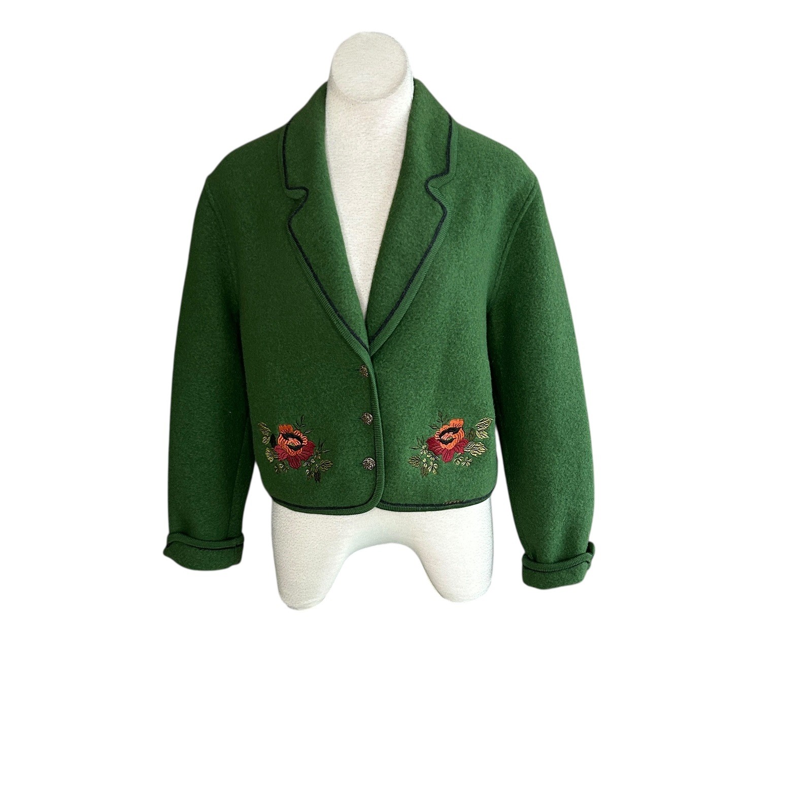 Geiger Green Boiled Wool Jacket Tyrolean Embroide… - image 3