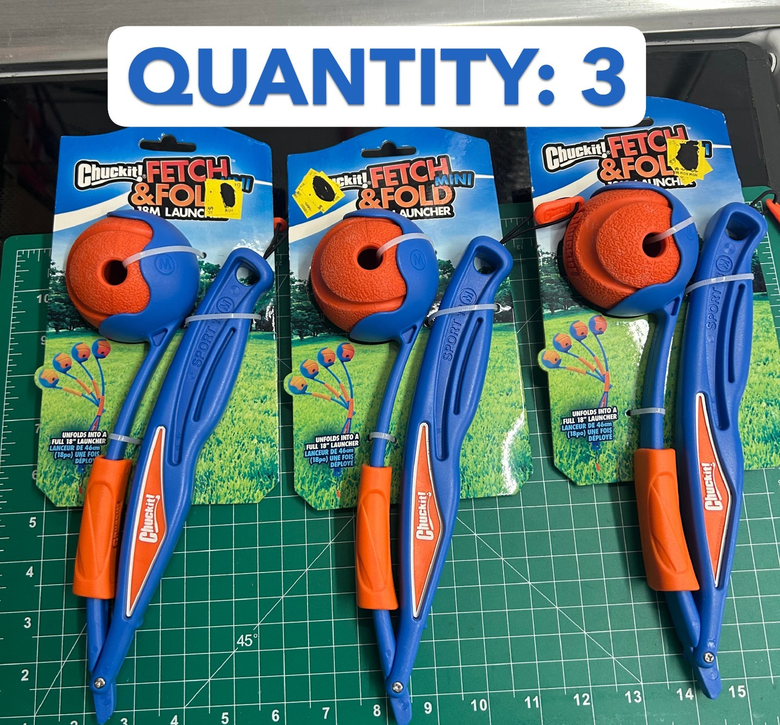 3-PACK Chuckit Fetch & Fold Launcher Compact Ball Dog Throwi
