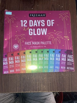 Freeman 12 Days of Glow Hydrating Cleansing Facial Face Mask Kit Gift Set 12 Pc