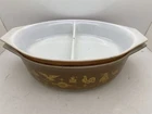 (Lot Of 2) Vintage Pyrex Early Americana Divided Casserole Dishes - Brown Gold
