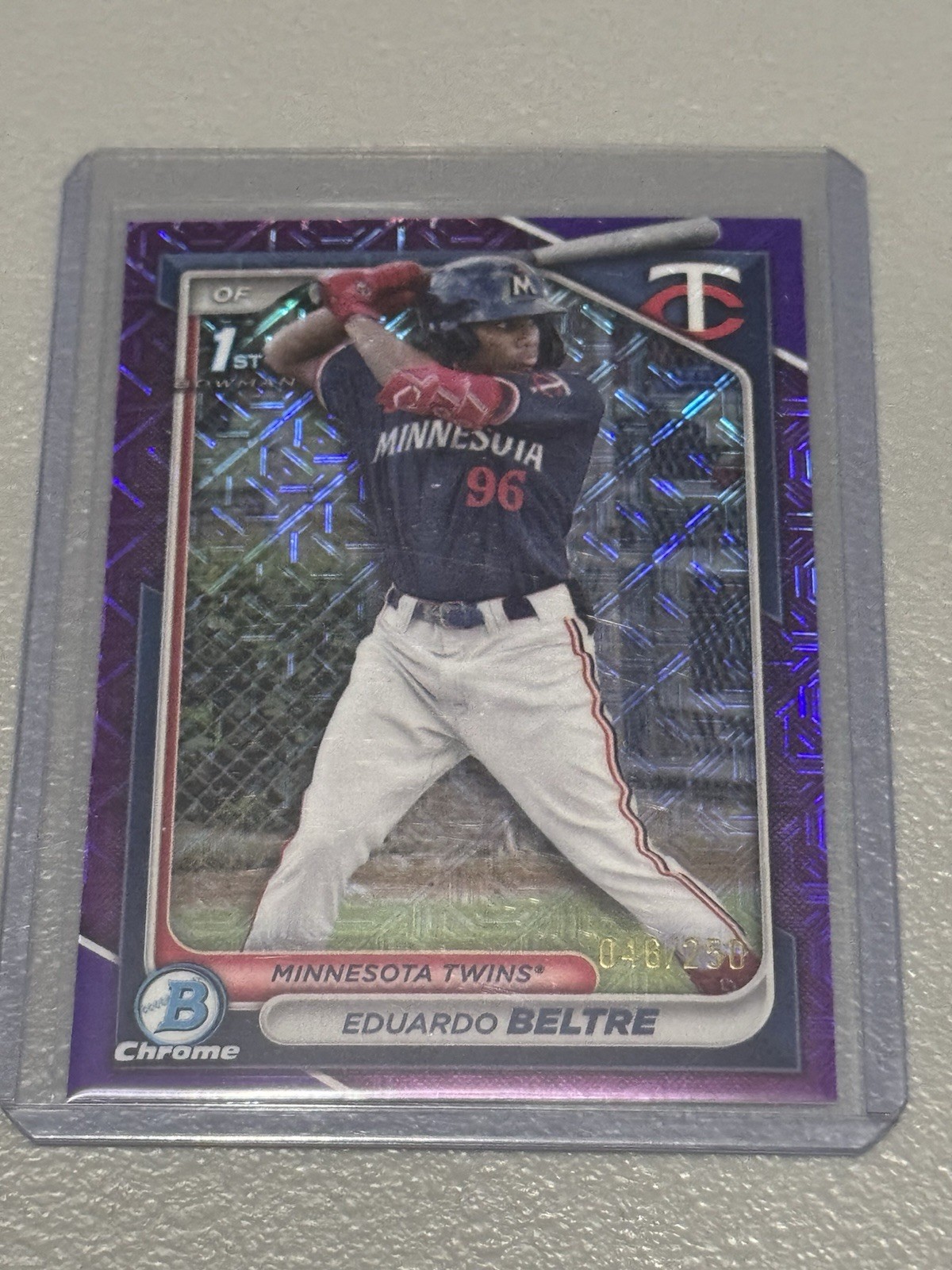 Eduardo Beltre 2024 Bowman Chrome 1st Purple Refractor BCP-170 # 046/250 Mojo
