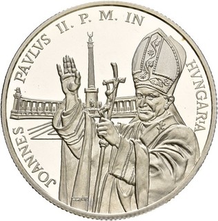 Künker: Ungheria 500 fiorini 1991 BP visita di Papa Giovanni Paolo II argento PP
