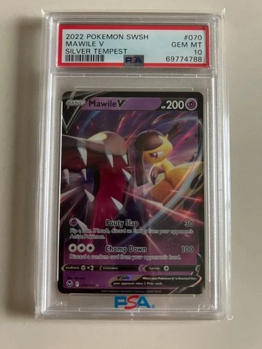 2022 POKEMON SWORD & SHIELD SILVER TEMPEST #070 MAWILE V PSA 10 GEM MINT