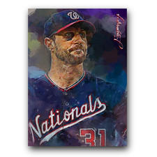 Max Scherzer #13 Art Card Limited 17/50 Vela Signed (Washington Nationals)