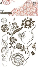 INSIGNIA DESIGN Clear Unmounted Rubber Stamps Set BASICGREY NEW Flowers Flourish