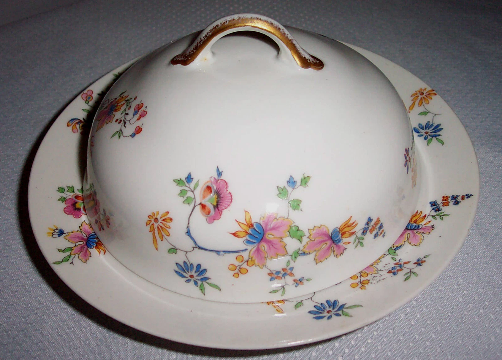 CH FIELD HAVILAND PATTERN CHF 189 CIRCA 1940 FLORAL 3 PIECE COVERED BUTTER DISH