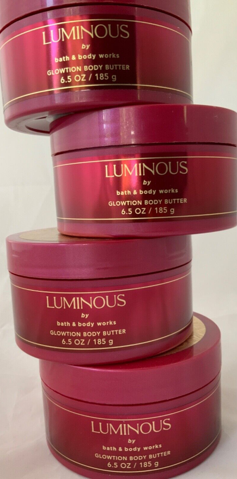 4 (FOUR) LUMINOUS 6.5oz GLOWTION Shea & Cocoa Body BUTTER Bath and Body Works
