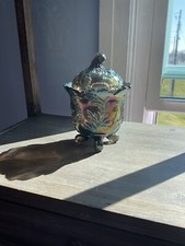 Imperial Glass Amethyst Carnival Glass 3 Footed Candy Dish