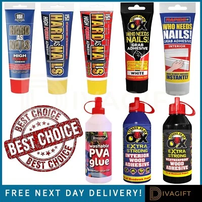 STRONG AS AN OX WOOD ADHESIVE GLUE EXTRA STRONG PVA PU INTERIOR EXTERIOR WATERPROOF WEATHERPROOF