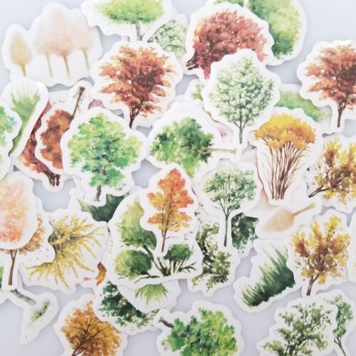 40PCS Trees Plants Nature Stickers - Stationery Scrapbooking Planner Diary - Afbeelding 1 van 4