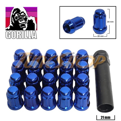 20 GORILLA SPLINE TUNER LOCK LUG NUT 12X1.5 1.5 ACORN WHEELS RIMS BLUE CLOSE H eBay