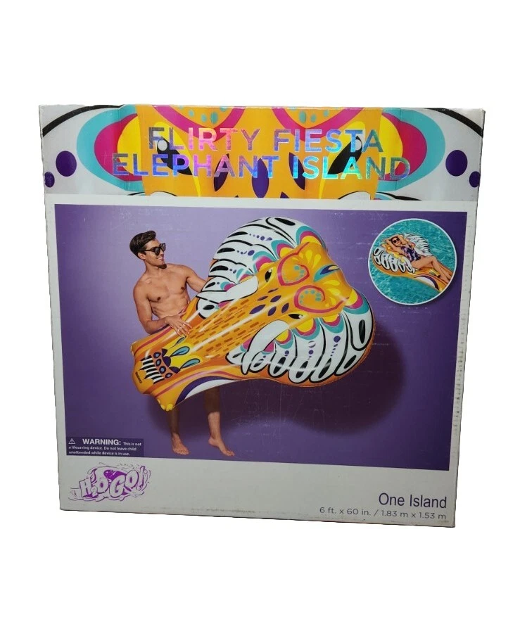 Flotador de agua coqueteo fiesta isla elefante flotador 6'x60" nuevo en caja juguete de verano Foto 2 de 4