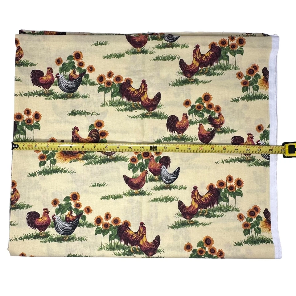 Tela de algodón vintage de gallo de granja y girasol Cranston 2010 76 x 44 pulgadas Foto 4 de 4